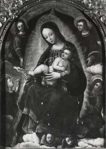 Anonimo — Anonimo piemontese - sec. XVI - Madonna in gloria e angeli — insieme